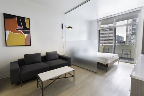 Floor plan for 1 bed, 1 bath, 505 sqft